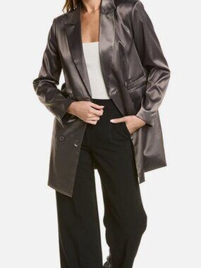 Walter Baker Women's Gray Oversized Double-Breasted Kamari Blazer Suit Jacket S